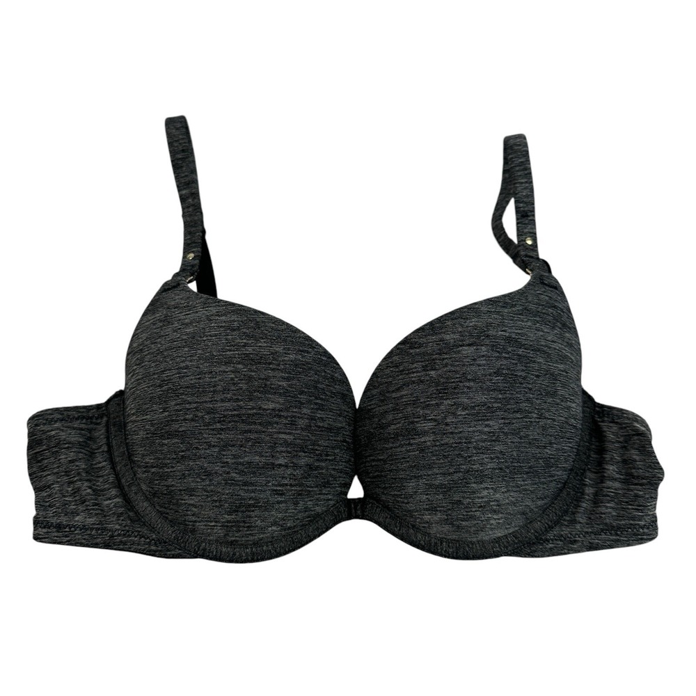 Parisian Intimates Heathered Gray Black Convertible Push Up Bra Size 34A Padded